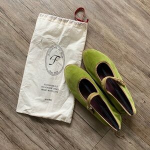 FLABELUS (Spain) crushed velvet Mary Janes, size 40. Featured in Vogue!